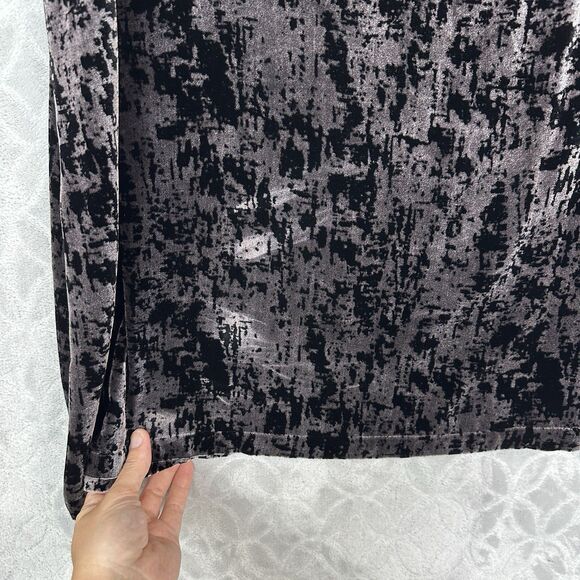 Eileen Fisher Silk Iridescent Velvet U-Neck Dress M Black Gray Marble Sleeveless - Picture 6 of 12